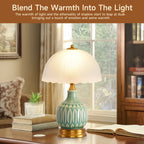 16" Modern Ceramic Table Lamps for Bedroom,Retro Bedside