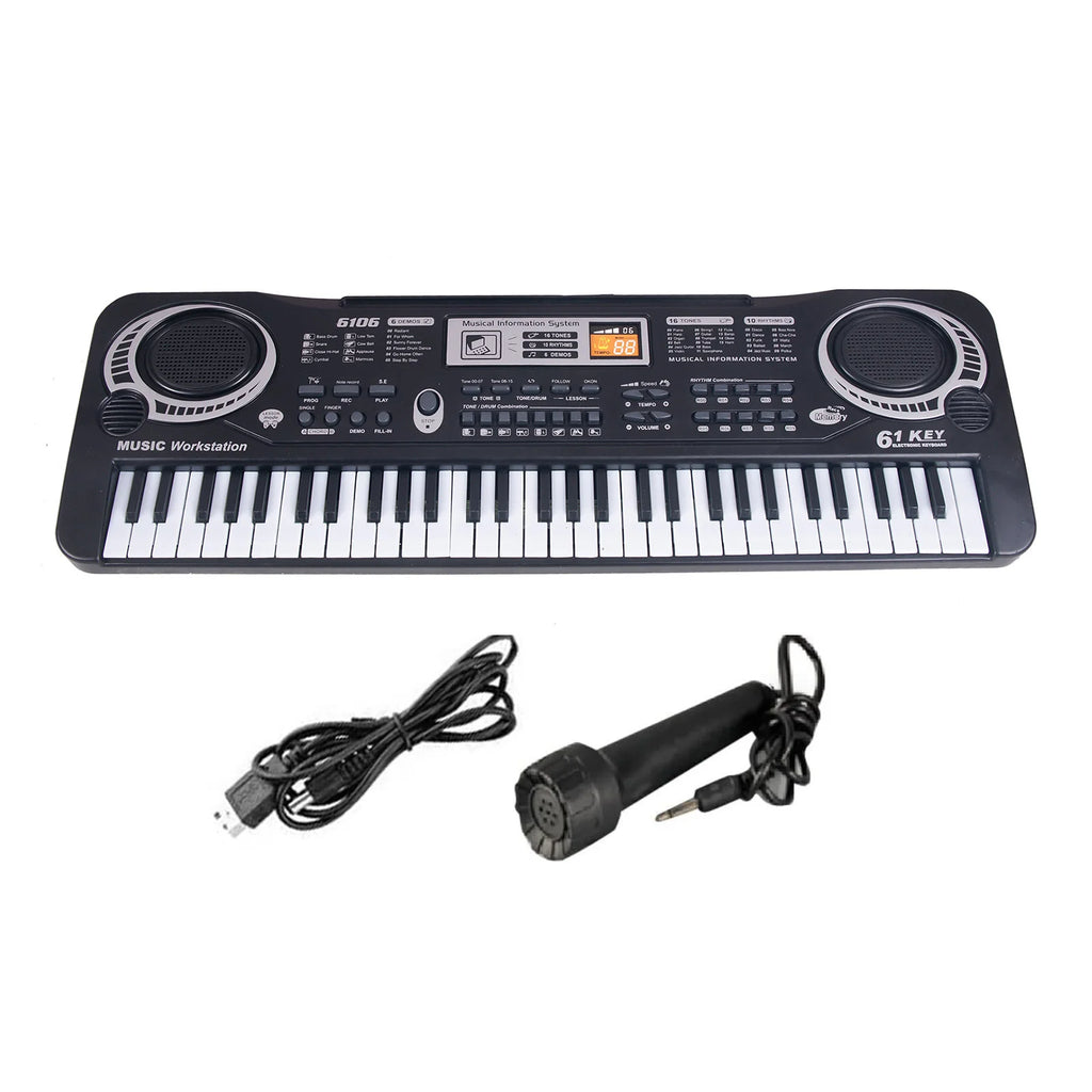 61 Keys Black Digital Music Electronic Keyboard Electric Piano Kids