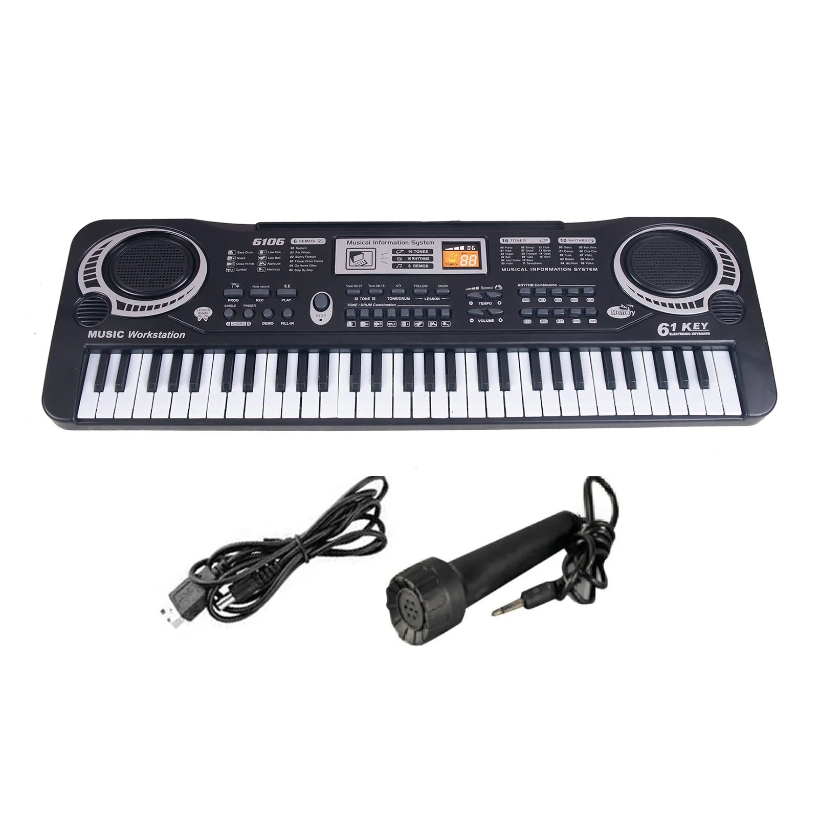 61 Keys Black Digital Music Electronic Keyboard Electric Piano Kids