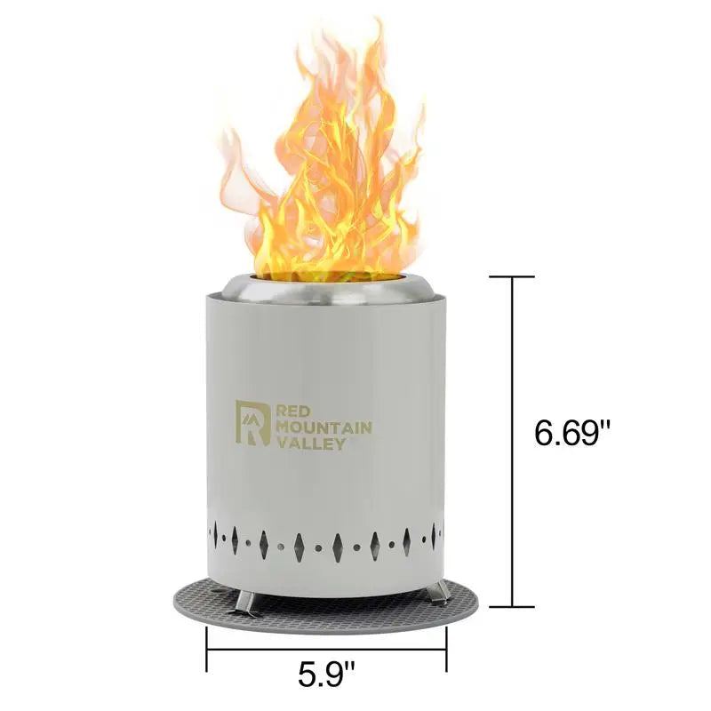 Portable Smokeless Tabletop Fire Pit with Fireproof Mat, Mini Low Smoke Camping Stove, Includes Travel Bag, Stainless Steel