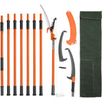 7.3-27 ft Extendable Pole Saw 8 Fiberglass Handles Steel Blade Scissors Tree Pruner for Palms Shrubs