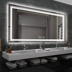 Extra Large Rectangle LED Vanity Dimmable Backlit Anti-Fog Memory with Front and Backlight Shatter-Proof