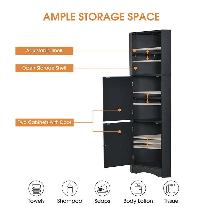 3Colors Tall Bathroom Corner Cabinet,