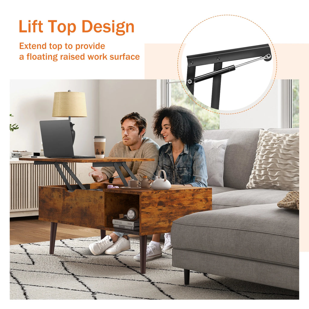 Lift Top Coffee Tables For Living Room 39.37"x19.7" Desk Tea Wood Dining Tables Adjustable Storage Shelf Easy Lift Or Lower