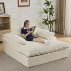 Beige Oversized Chaise Lounge Chair