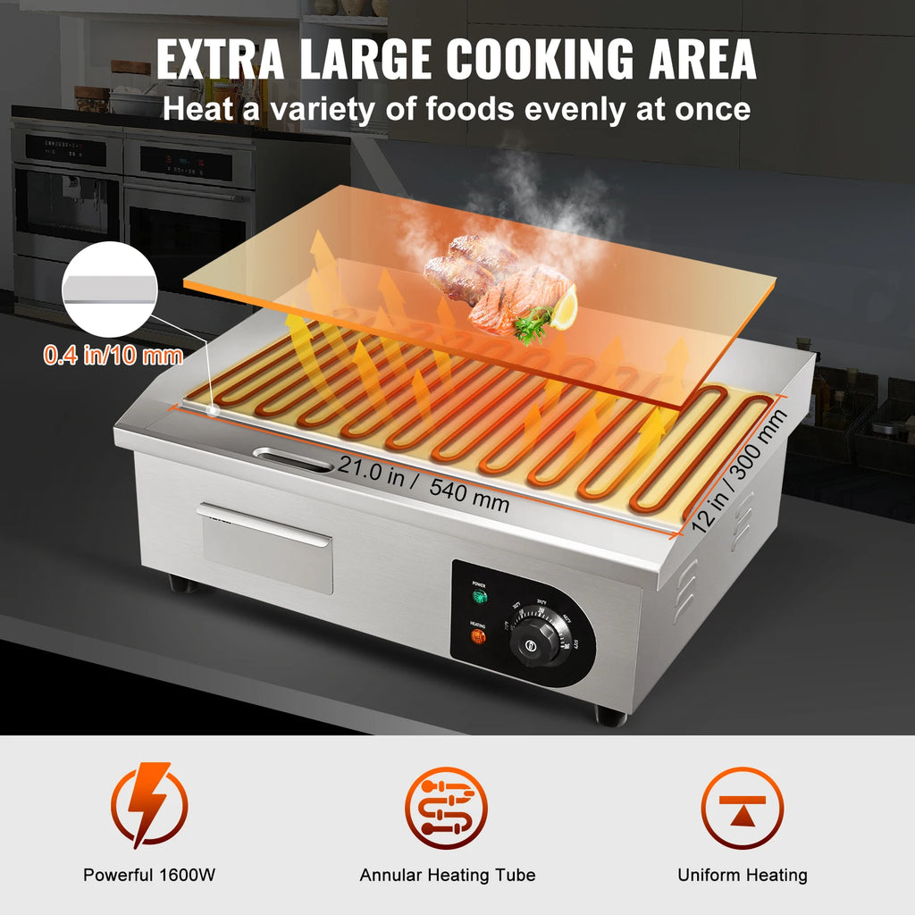 21In Commercial Electric Flat Pan