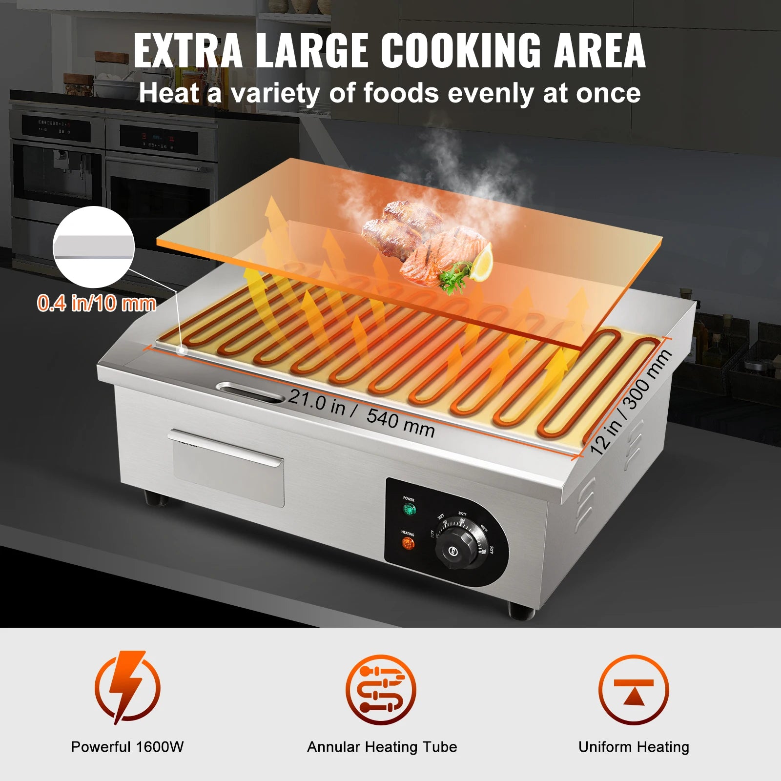 21In Commercial Electric Flat Pan