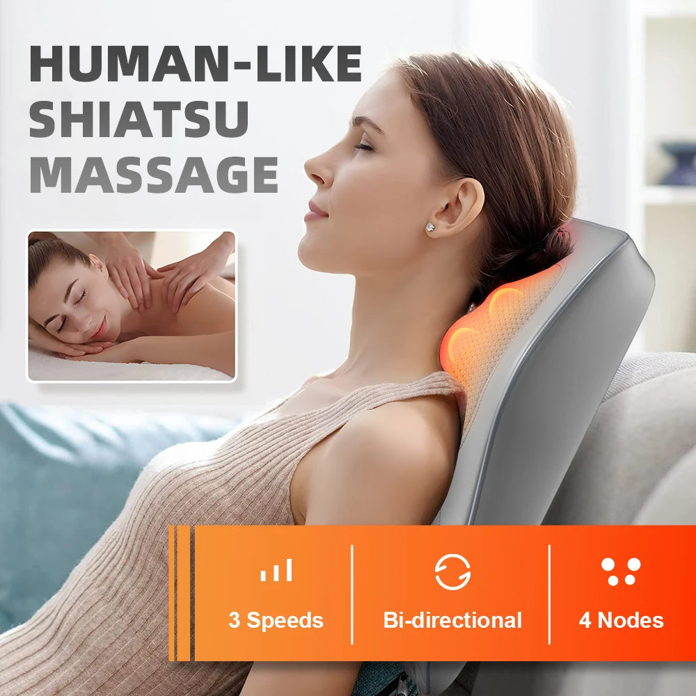 Back Massager Neck Massager with Heat 3D Kneading Massage Pillow for Relax Neck Back Shoulder Legs Gifts for Men Women Mom Dad