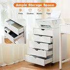 JHK Wood Nightstand Cabinet 5 Drawers Waterproof Surface