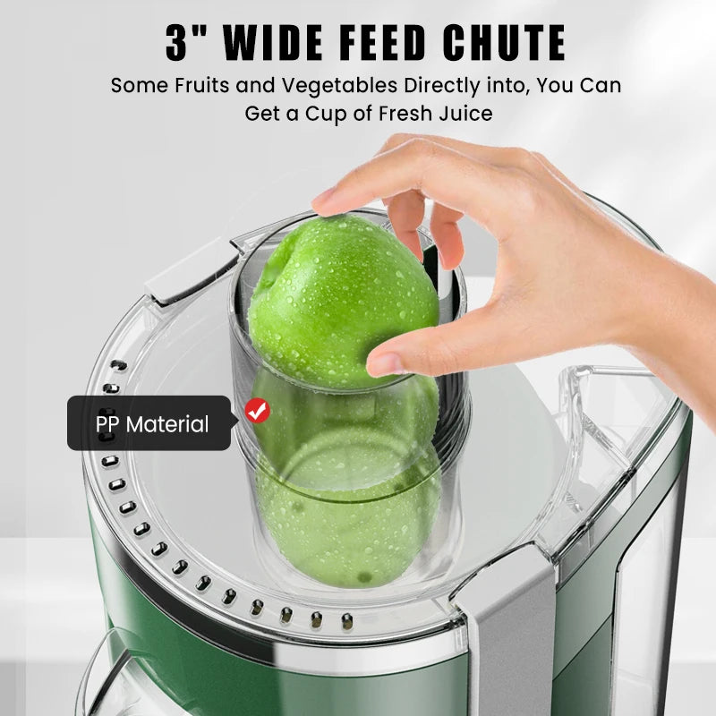 Compact Fruits Juicer,500W Juice Extractor Machine Wide Mouth 3” Feed Chute