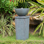 35.5" Polyresin Gray Zen Bowl Water Fountain,