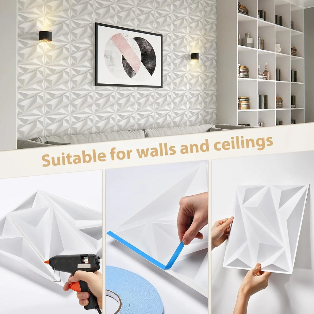 30 pack 3D wall panel. PVC flower textured wall panels. 11.8x11.8 Double-Sided Tape.