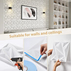 30 pack 3D wall panel. PVC flower textured wall panels. 11.8x11.8 Double-Sided Tape.