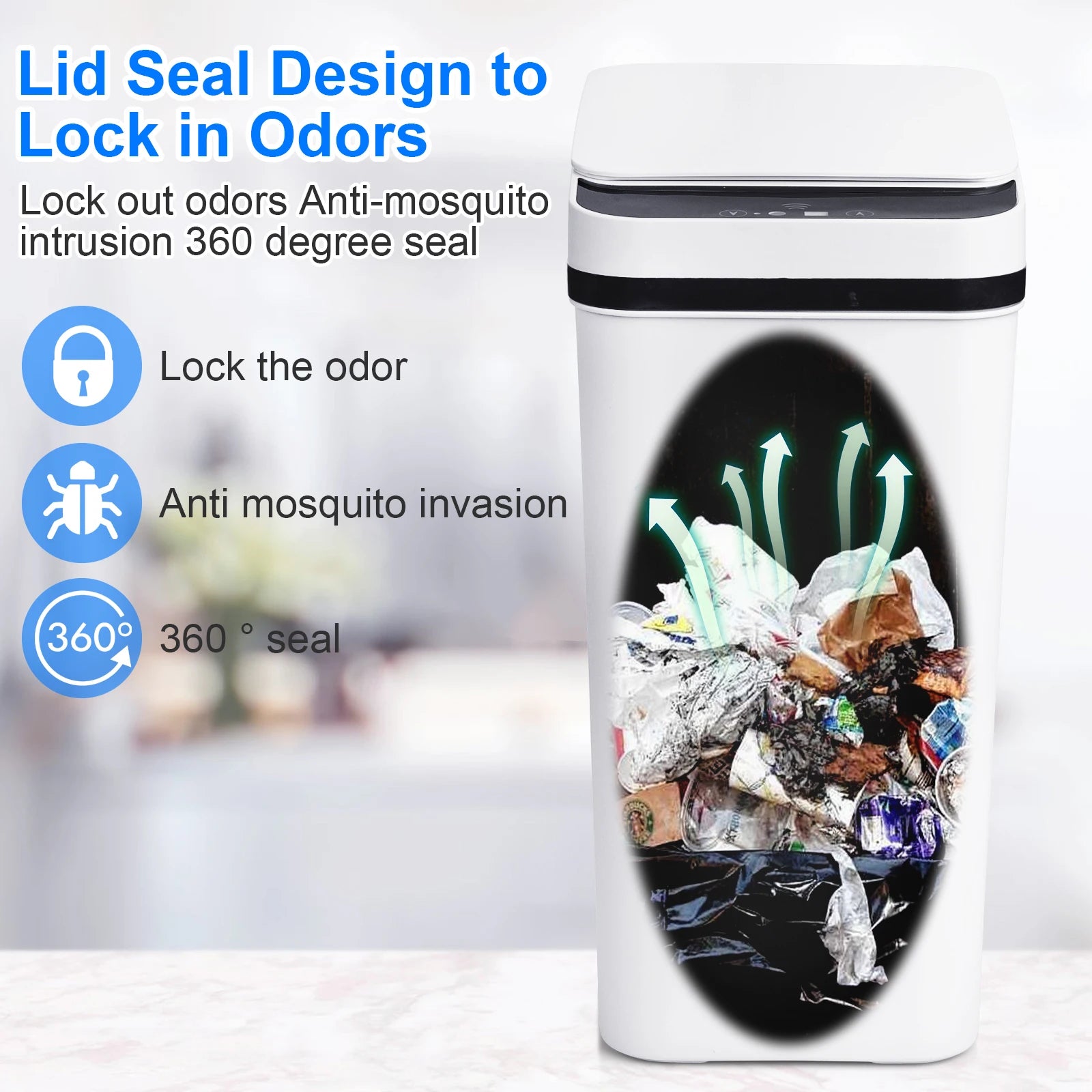 2 Pack 12L Bathroom Automatic Trash Cans Touchless Motion Sensor