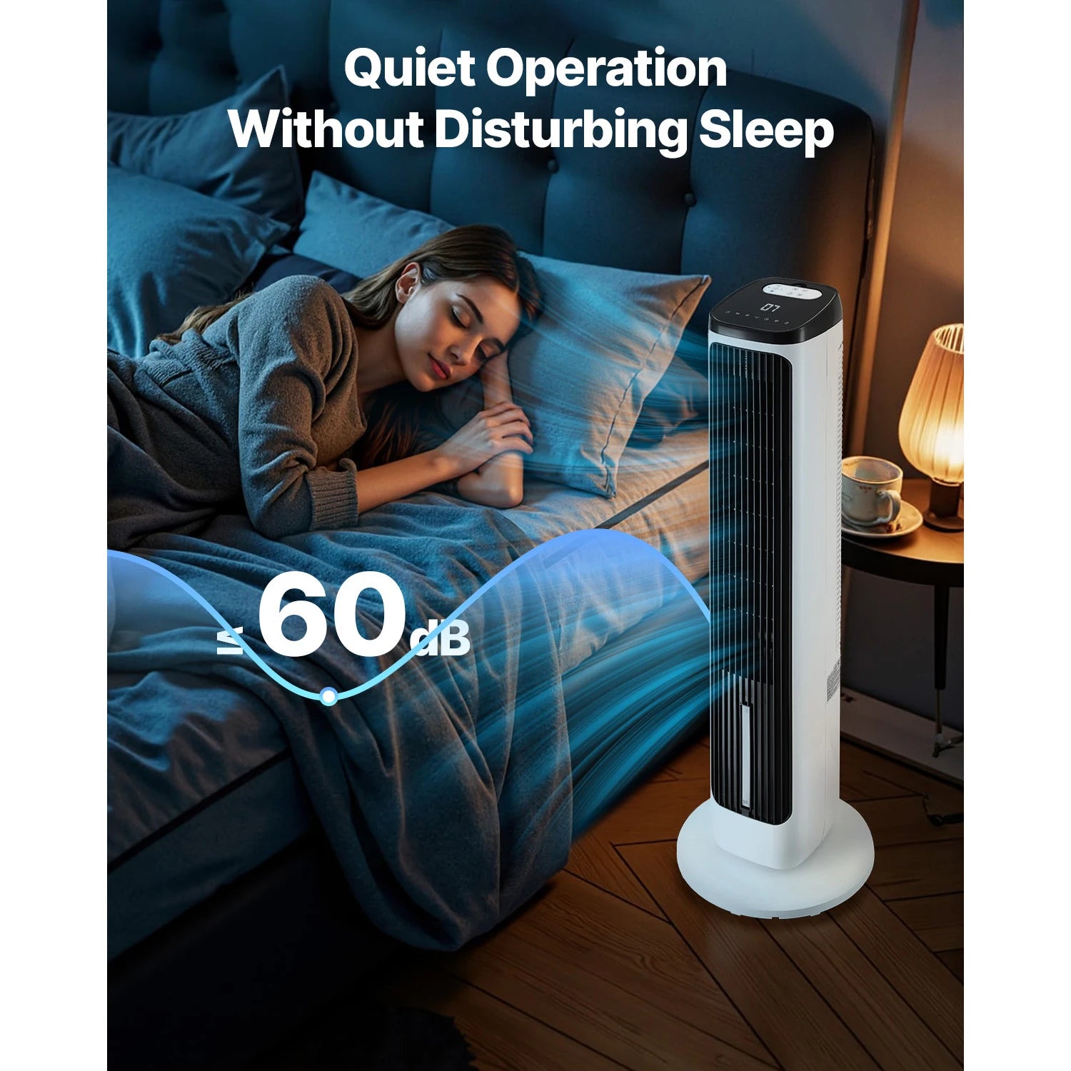 VEVOR Tower Fan 23.3ft/s Velocity Quiet Floor Fan  70° Oscillating Fans for Indoors with 9 Speeds 4 Modes  24H Timer for Bedroom