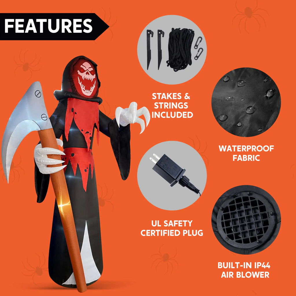 12 FT Halloween Giant Grim Reaper with Built-in LEDs