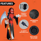 12 FT Halloween Giant Grim Reaper with Built-in LEDs