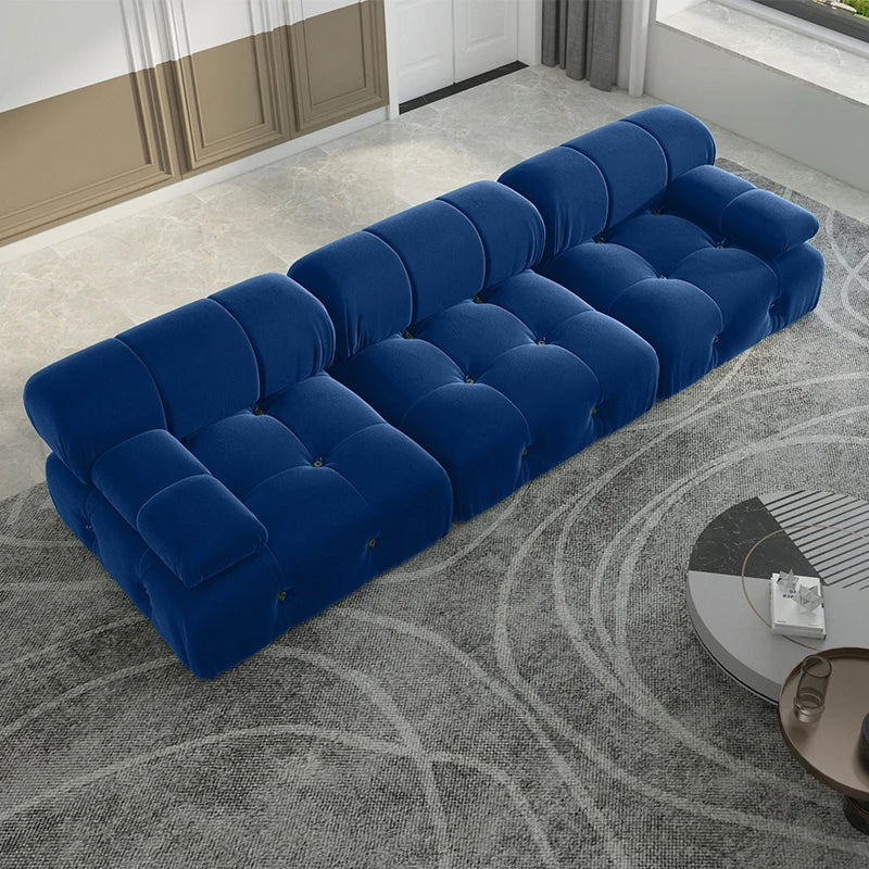 104" Minimalist Modular Sectional Sofas Modern Velvet Convertible Couches 3 Seats