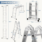 Multi-Purpose Folding Ladder,7 in 1 Aluminium Heavy Duty Collapsible Tall Extension Adjustable