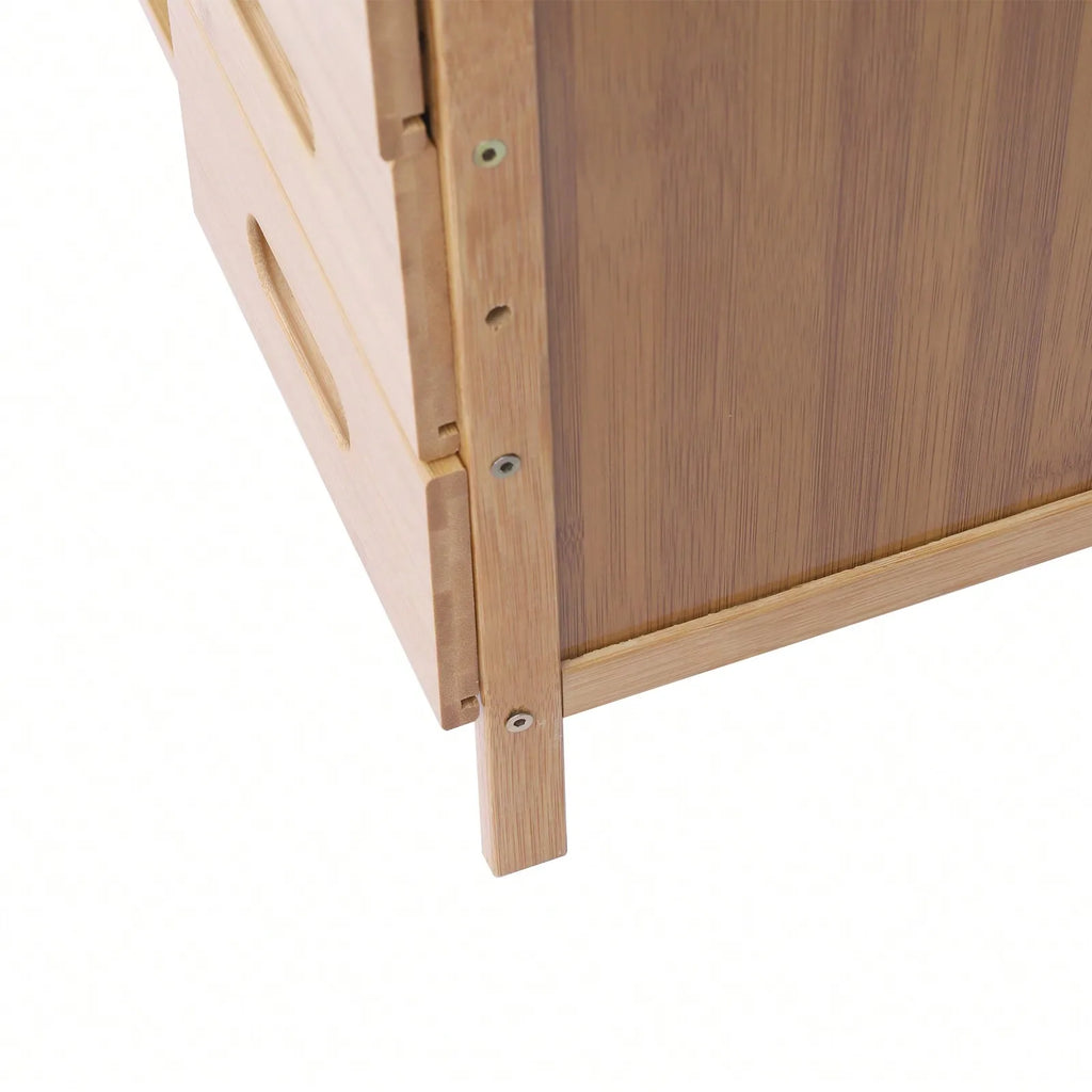 Natural Bamboo End Side Organizer with 3 Drawers and 1 Open Compartment
