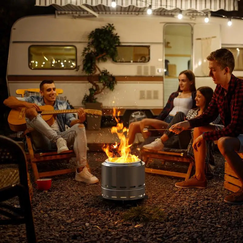 15" Portable Smokeless Fire Pit for Outdoor Camping and Patio, Low Smoke Wood Burning Bonfire Fireplace