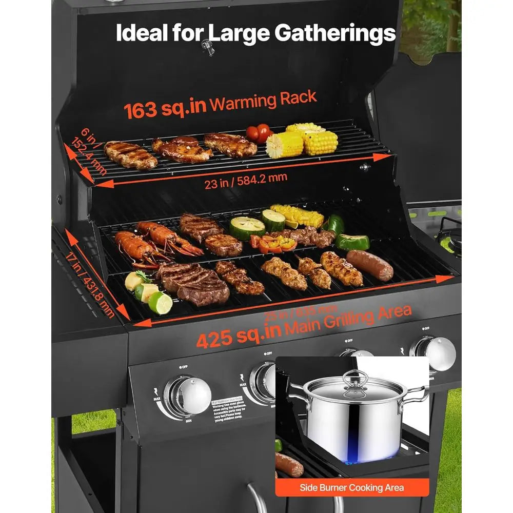 4-Burner Propane Gas Grill with Side Burner, 425 Sq. In.