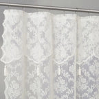 Ivory Shower Curtain with Attached Valance and Elegant Tassels. Standard Size 72 x 72 Lace Shower Curtain for Bathroom.