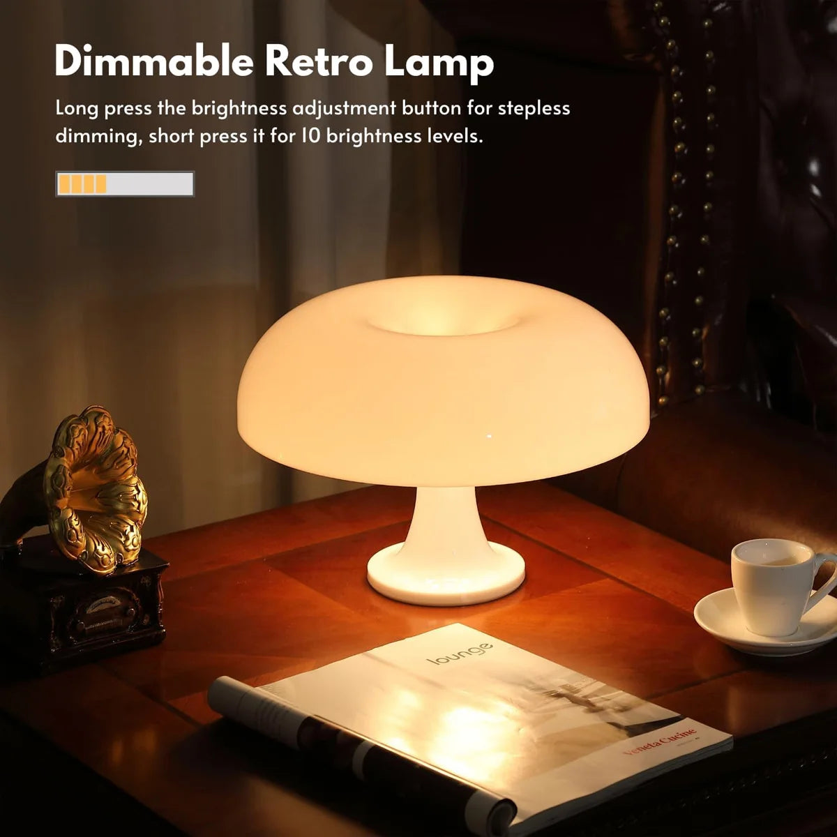 Mushroom Lamp | Cool Retro Living Room Decor (white)