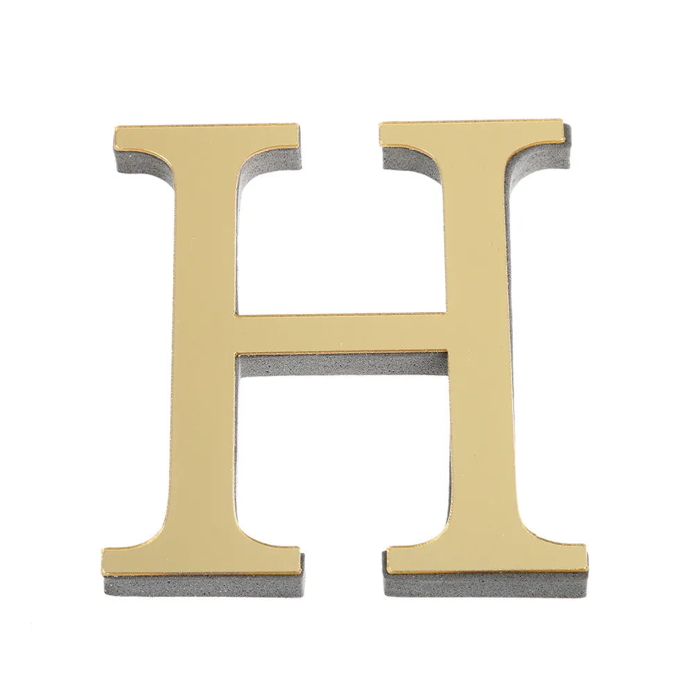 26 English Letters Wall Sticker 3D Mirror Acrylic Gold