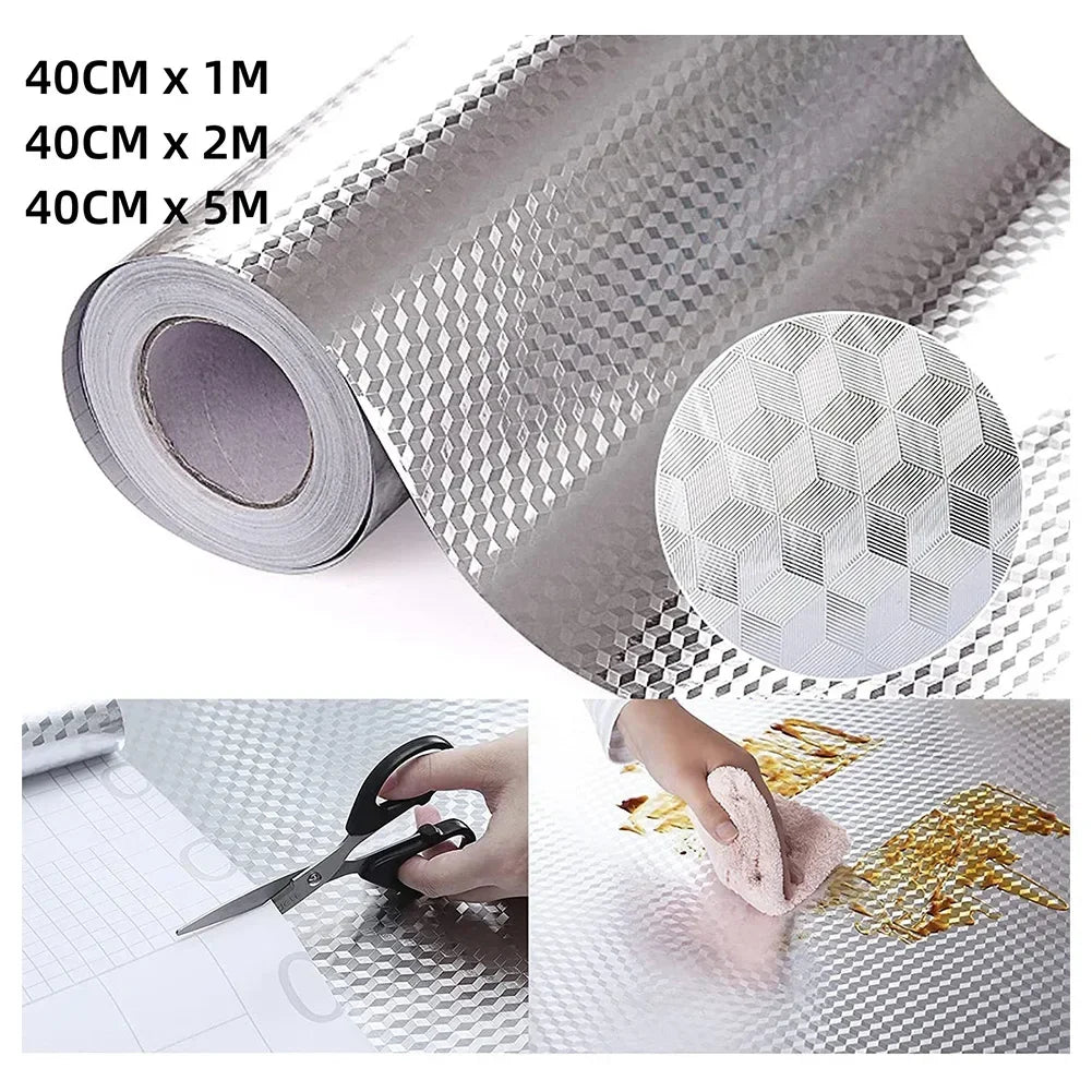 5/2/1M Modern Kitchen Oil-proof Self Adhesives Stickers High-temperature Aluminum Foil Gas Stove Cabinet Contact Sticke