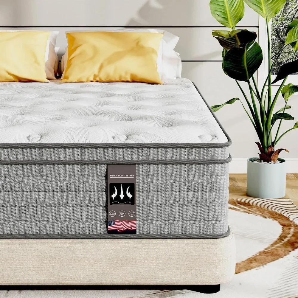 14 Inch Hybrid California Mattress in a Box, Pocket Spring and Memory Foam for Pressure Relief,