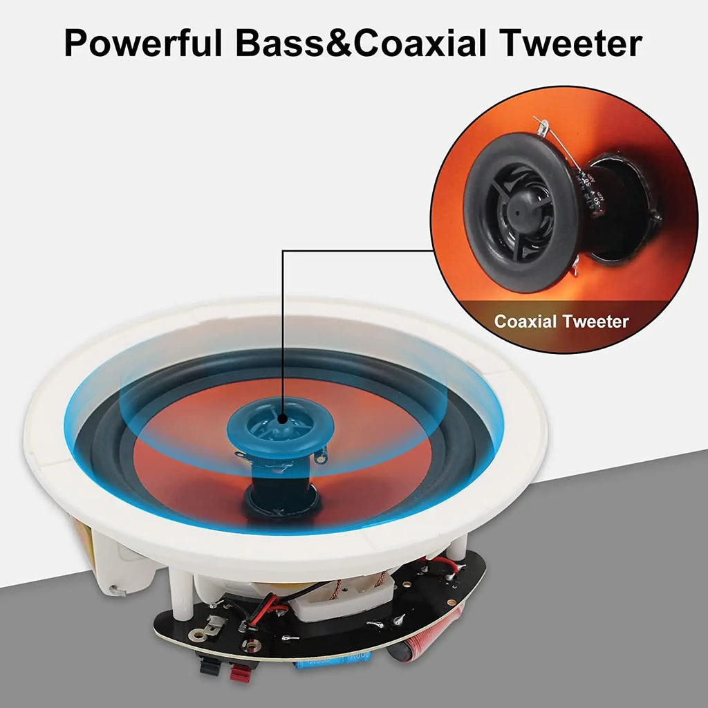 600W 2-Way Flush Mount Speakers System With Wall Amplifier Receiver