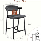 2PCS Modern Bar Stools Set with Back & Upholstered Wider Seat