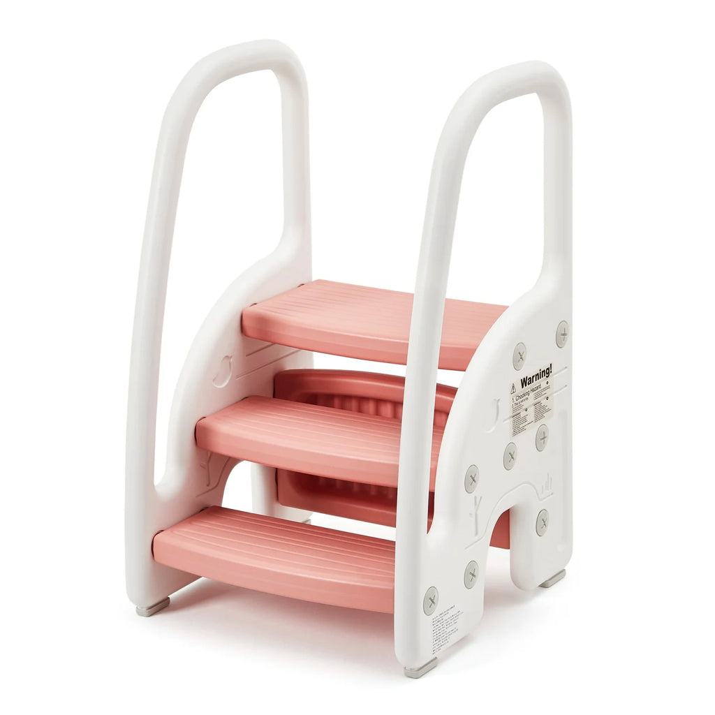 Adjustable 3-Step Toddler Step Stool with Handrails–Non-Slip Pedals