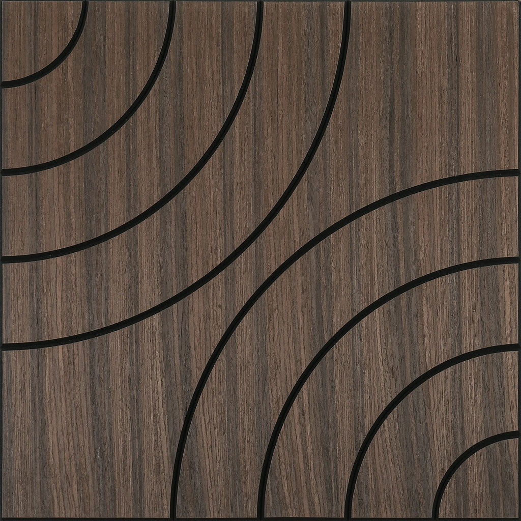 Acoustic Sound Absorbing 3D Wood Slat Self-Adhesive Peel and Stick Wall Panels Set of 4 for Interior Noise Reduction