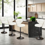 Bar Stools Set of 4, Adjustable Swivel Counter Height Chairs with Backrest and Footrest, Faux Leather Bar Chairs for Kitchen