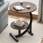 Space-Saving Modern Round Coffee Table - 2-Tier, Easy Assembly, For Living Room/Bedroom/Office, Scandinavian Wood Finish