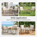 3 Pieces Wicker Patio Outdoor Set with Soft Cushion and Glass Steel Frame Table Manual Weaving Patio Chairs For Garden Lawn
