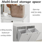 Tilt-Out Double Laundry Hamper Cabinet with 2 Removable Baskets