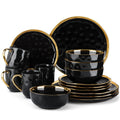 Porcelain Dinnerware Set with Gold Trim Dessert Plate,Dinner Plate,Cup,Bowl