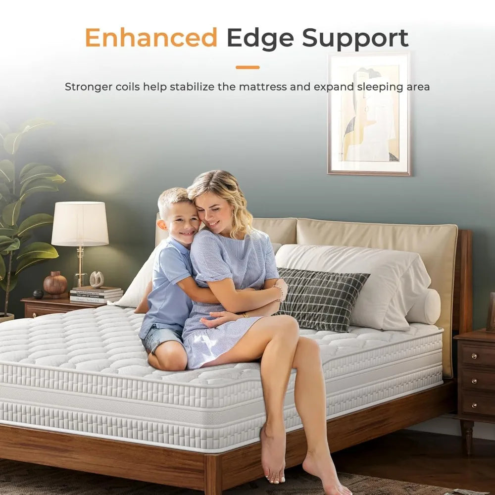 10 Inch Hybrid Mattress for Kids, Single Bed in a Box with Gel Memory Foam and Pocket Spring,