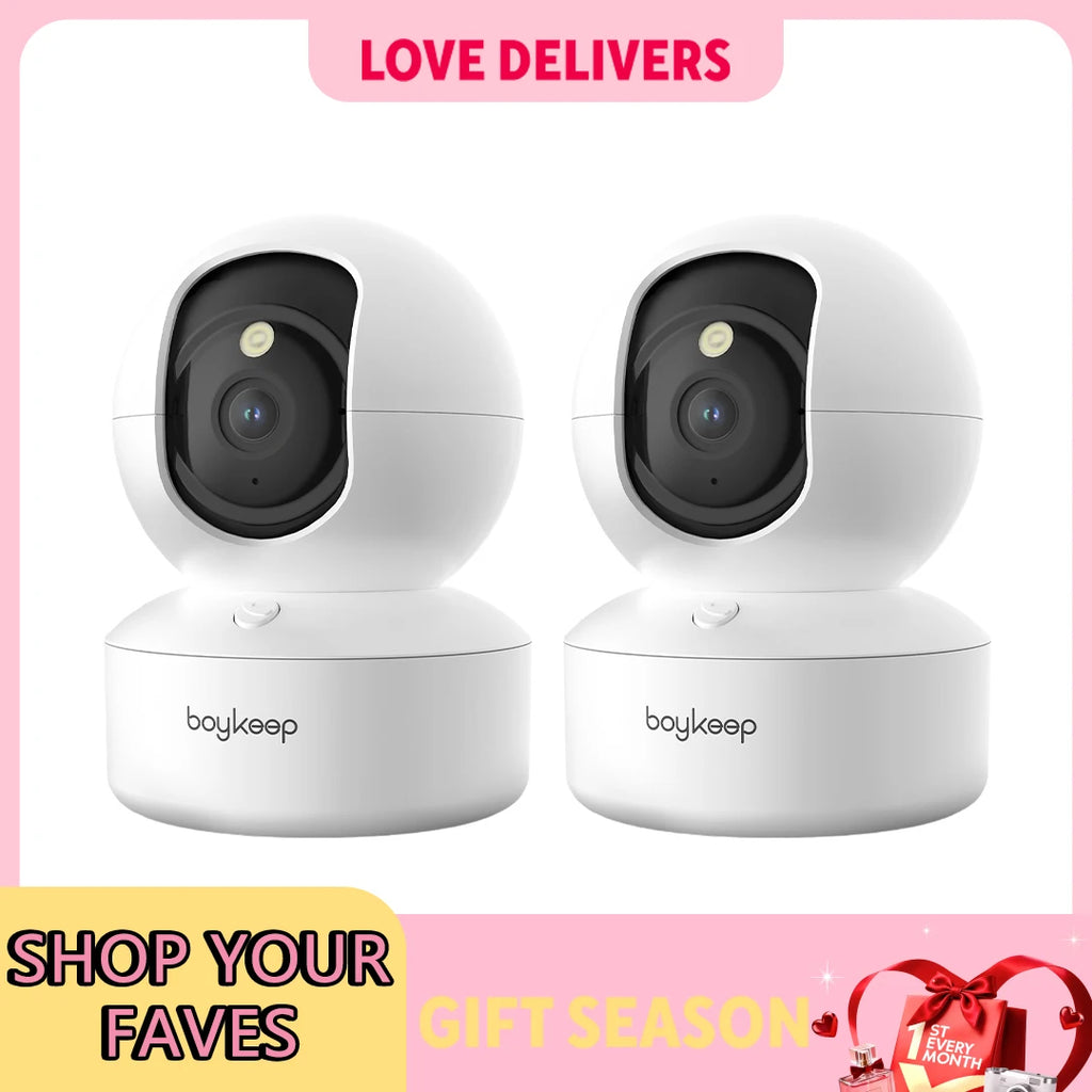 2PCS Upgrade Camera Pet & Baby Surveillance Motion Capture 5G/2.4GHz, View Remotely 360° Night Vision Pan & Tilt 2-Way A