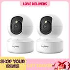 2PCS Upgrade Camera Pet & Baby Surveillance Motion Capture 5G/2.4GHz, View Remotely 360° Night Vision Pan & Tilt 2-Way A