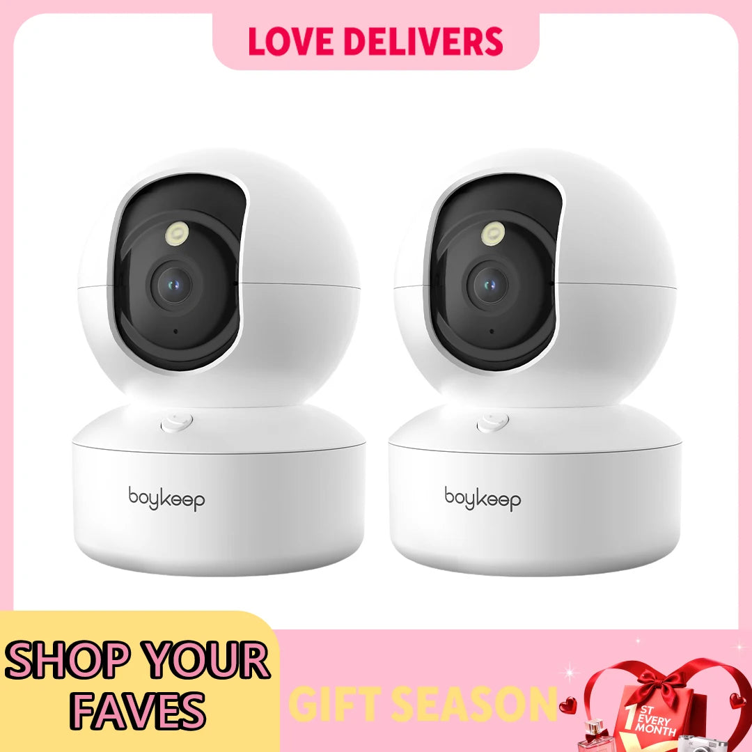 2PCS Upgrade Camera Pet & Baby Surveillance Motion Capture 5G/2.4GHz, View Remotely 360° Night Vision Pan & Tilt 2-Way A