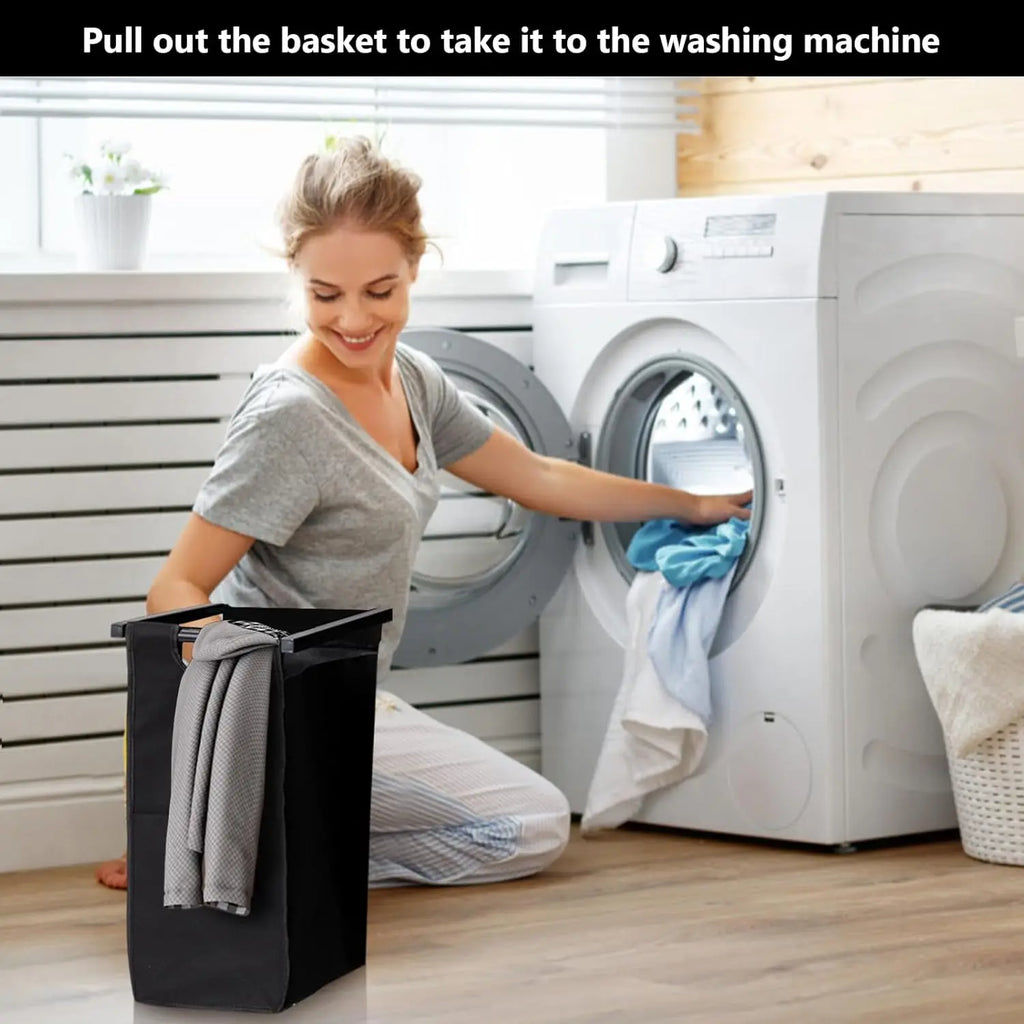 2 Section Sorter with Removable Laundry Bag and Top Shelf