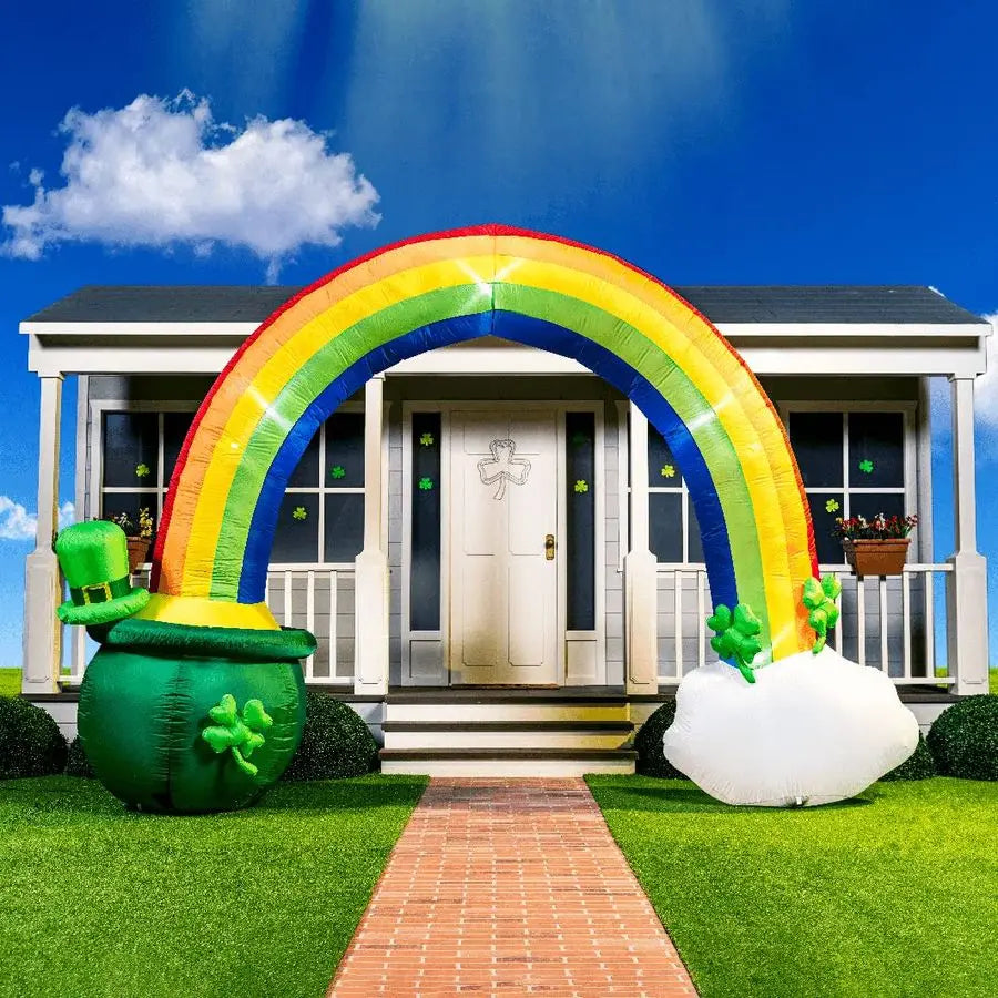 14ft Long 10 FT Tall St Patrick Inflatable Rainbow Arch with LED Lights