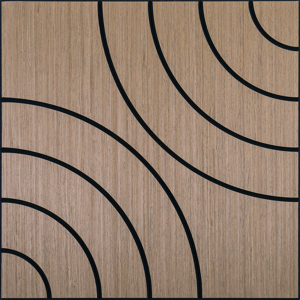 Acoustic Sound Absorbing 3D Wood Slat Self-Adhesive Peel and Stick Wall Panels Set of 4 for Interior Noise Reduction