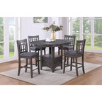 Contemporary 5pc Counter Height Dining Set, Round Table with Leaf & 4 Side Chairs
