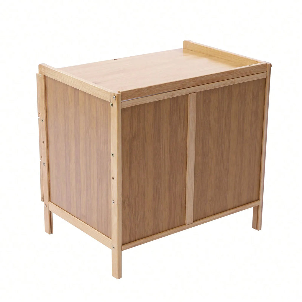 Natural Bamboo End Side Organizer with 3 Drawers and 1 Open Compartment