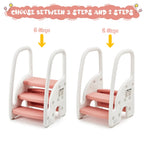 Adjustable 3-Step Toddler Step Stool with Handrails–Non-Slip Pedals